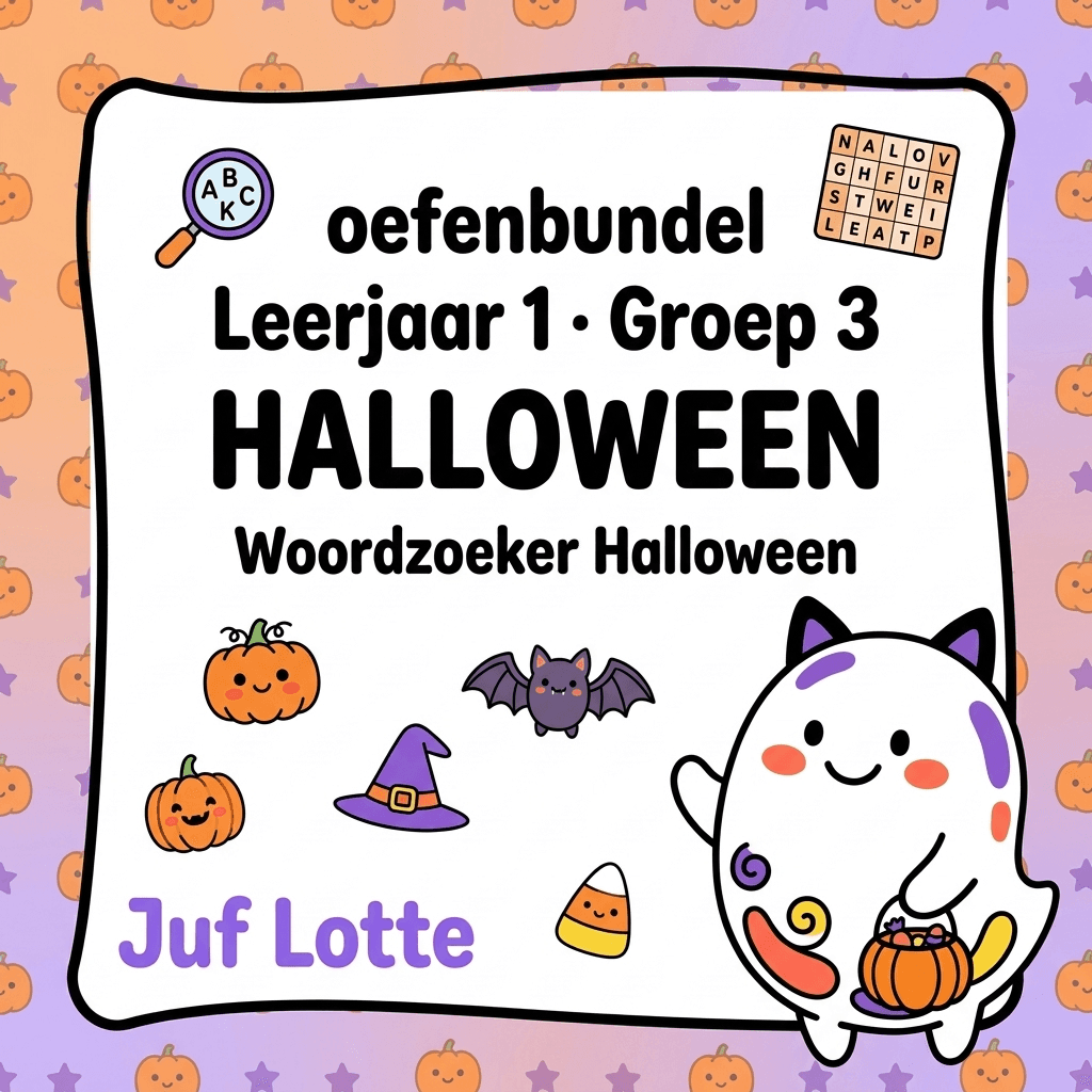 Voorbeeldpagina van de bundel Woordzoeker Halloween